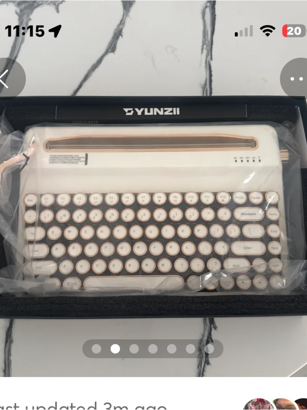 YUNZII White & Rose Gold Retro Typewriter Keyboard